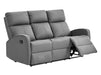 3 Seater Recliner Sofa in Grey Leather with Drop-Down Table & Cup Holders - Parma