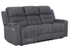 3 2 Seater Electric Recliner Sofa Set. 2 Piece Sofa Package Suite in Grey Woven Fabric With Power Headrest, USB, Console & Cup Holders - Lawson