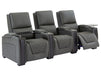 3 2 Electric Recliner Sofa Set in Grey Real Leather 2 Piece Cinema Sofa with USB Ports, Chilled Cupholders & Storage Boxes - Assisi