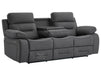 3 Seater Electric Recliner Sofa in Grey Velvet Fabric With USB, Drop Down Table & Cup Holders - Foster