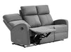 3 Seater Recliner Sofa in Grey Leather with Drop-Down Table & Cup Holders - Parma