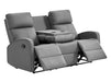 3+1 Recliner Sofa Set inc. Chair in Grey Leather Aire with Drop-Down Table & Cup Holders - 2 Piece Parma Sofa Set