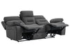 3 2 1 Electric Recliner Sofa Set. 3 Piece Recliner Sofa Package Suite in Grey Velvet with Drop Down Table & Drink Holders & USB Ports- Foster