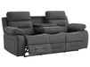 3 2 Electric Recliner Sofa Set. 2 Piece Recliner Sofa Package Suite in Grey Velvet Fabric With USB Ports & Drink Holders & Drop Down Table- Foster