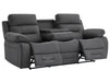 3+1 Recliner Sofa Set inc. Chair in Grey Velvet With Drop-Down Table & Cup Holders & USB Ports - 2 Piece Foster Power Sofa Set