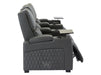 3 2 Electric Recliner Sofa Set in Grey Real Leather 2 Piece Cinema Sofa with USB Ports, Chilled Cupholders & Storage Boxes - Assisi