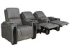 3 Seater Electric Recliner Sofa & Cinema Seats Smart Cinema Sofa With Power Lumbar Support & Console in Grey Real Leather - Assisi