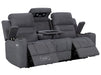 3 2 Seater Electric Recliner Sofa Set. 2 Piece Sofa Package Suite in Grey Woven Fabric With Power Headrest, USB, Console & Cup Holders - Lawson