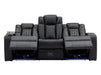 Electric Recliner Cinema Sofa 3 Seater in Black Real Leather with USB Ports, Cup Holders, and Wireless Charger - Capri