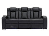 Electric Recliner Cinema Sofa 3 Seater in Black Real Leather with USB Ports, Cup Holders, and Wireless Charger - Capri