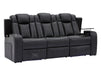 3 2 Electric Recliner Sofa Set with USB Ports, Drink Holders & Storage Boxes - Black Real Leather 2 Piece Cinema Sofa - Capri