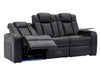 Electric Recliner Cinema Sofa 3 Seater in Black Real Leather with USB Ports, Cup Holders, and Wireless Charger - Capri