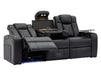 3 2 Electric Recliner Sofa Set with USB Ports, Drink Holders & Storage Boxes - Black Real Leather 2 Piece Cinema Sofa - Capri