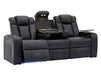 3 2 Electric Recliner Sofa Set with USB Ports, Drink Holders & Storage Boxes - Black Real Leather 2 Piece Cinema Sofa - Capri