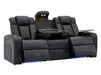 3 2 Electric Recliner Sofa Set with USB Ports, Drink Holders & Storage Boxes - Black Real Leather 2 Piece Cinema Sofa - Capri