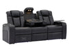 Electric Recliner Cinema Sofa 3 Seater in Black Real Leather with USB Ports, Cup Holders, and Wireless Charger - Capri