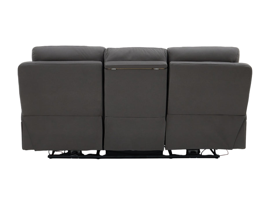 3 Seat Electric Recliner Home Cinema Theatre Sofa | Fabric Couch In Grey with Cupholders + Table + USB + Speakers | Vinsonova Series One