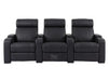 3 2 Electric Recliner Sofa Set in Black Real Leather 2 Piece Cinema Sofa with USB Ports, Chilled Cupholders & Storage Boxes - Rimini