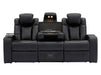 3 2 Electric Recliner Sofa Set with USB Ports, Drink Holders & Storage Boxes - Black Real Leather 2 Piece Cinema Sofa - Capri