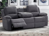 3 Seater Recliner Sofa in Dark Grey Fabric with Drop-Down Table & Cup Holders - Trento