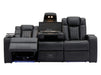 3+1 Electric Recliner Sofa Set and Cinema Sofa Seats Package in Black Real Leather. Suite with USB, Storage, and Charger - Capri