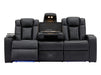 3 2 Electric Recliner Sofa Set with USB Ports, Drink Holders & Storage Boxes - Black Real Leather 2 Piece Cinema Sofa - Capri