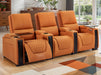 3 Seat Electric Recliner Home Cinema Theatre Sofa | Genuine Leather Couch in Orange + Keep Drinks Chilled in Cooling Cup Holders & Lumbar Support | Assisi | The Sofa Shop