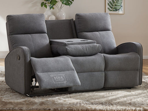 3 Seater Manual Recliner Fabric Sofa in Dark Grey - Parma - Sofa Sale