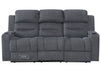 3 Seater Electric Recliner Sofa in Grey Woven Fabric With Power Headrest, USB, Console & Cup Holders - Lawson