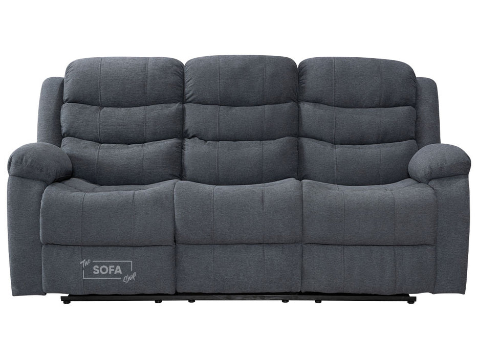 3 2 Recliner Sofa Set. 2 Piece Recliner Sofa Package Suite in Dark Grey Fabric with Drop-Down Table & Drink Holders- Sorrento