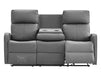 3 Seater Recliner Sofa in Grey Leather with Drop-Down Table & Cup Holders - Parma