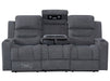 3 Seater Electric Recliner Sofa in Grey Woven Fabric With Power Headrest, USB, Console & Cup Holders - Lawson