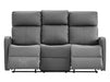 3 Seater Recliner Sofa in Grey Leather with Drop-Down Table & Cup Holders - Parma