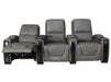 3 Seater Electric Recliner Sofa & Cinema Seats Smart Cinema Sofa With Power Lumbar Support & Console in Grey Real Leather - Assisi