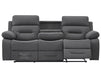 3 2 1 Electric Recliner Sofa Set. 3 Piece Recliner Sofa Package Suite in Grey Velvet with Drop Down Table & Drink Holders & USB Ports- Foster