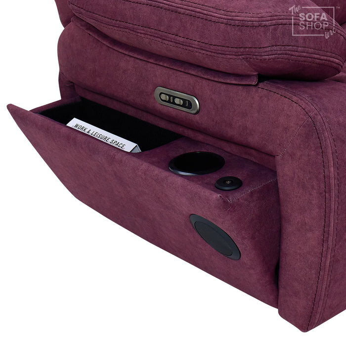 3 Seater Smart Tech Electric Recliner Cinema Sofa | Purple Fabric | Sicily