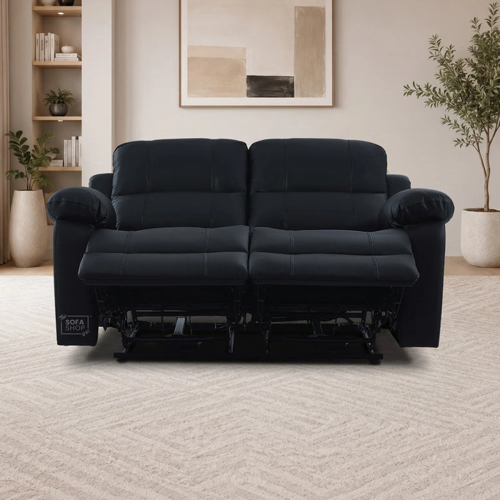 Trento 2 Seater Black Real Leather Electric Recliner Sofa | Smooth Power Recline, USB-C Charging | The Sofa Shop