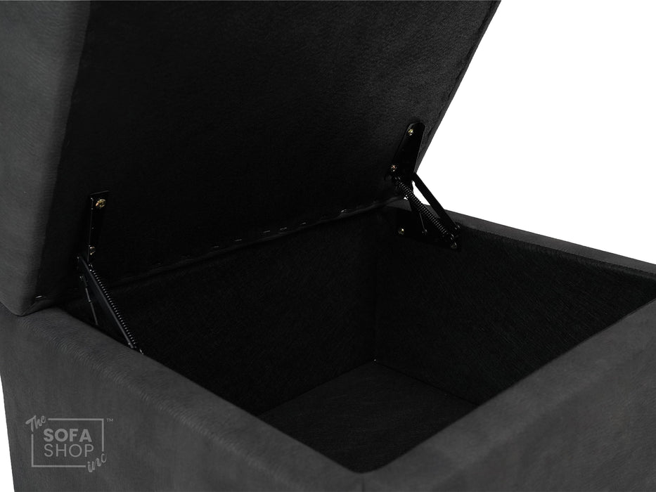 Storage Footstool In Black Fabric - Florence