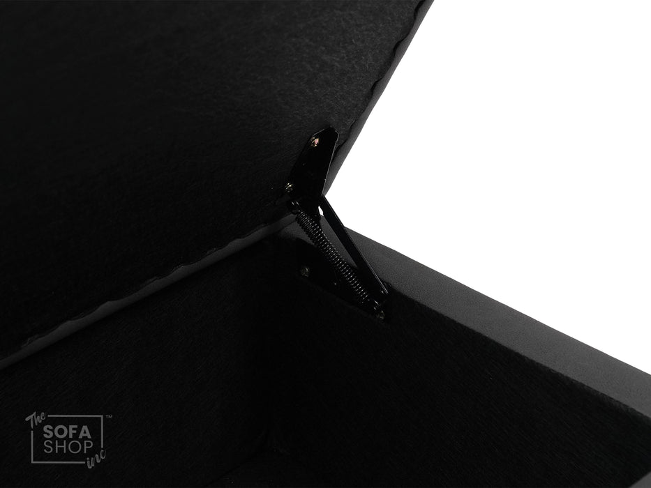 Storage Footstool In Grey Fabric With Dark Grey Piping - Vinsonova