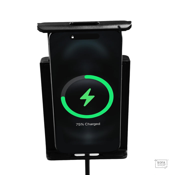Wireless Charging Phone Holder In Black | 800mm | Long Reach Recliner Accessory With Wireless Charging + Adjustable Angle + Phone & Tablet Support | The Sofa Shop