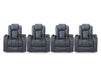 Row of 4 Electric Home Cinema Seats in Grey Leather Aire, With Recliner, Massage Seats, Removable Table, USB, Lights, Storage Arms, Chilled Cupholders - Pavia