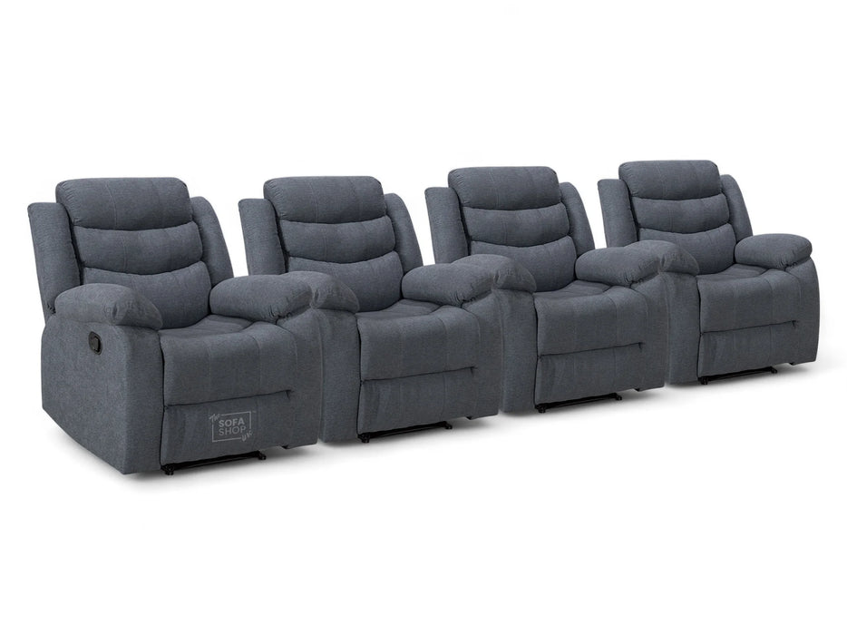 Row of 4 Manual Recliner Chairs Dark Grey Fabric - Sortino