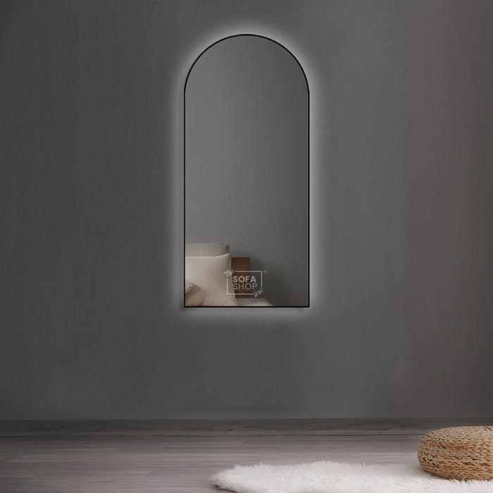 Arched Metal Frame Mirror, Full-Length Mirror for Living Room & Bathroom