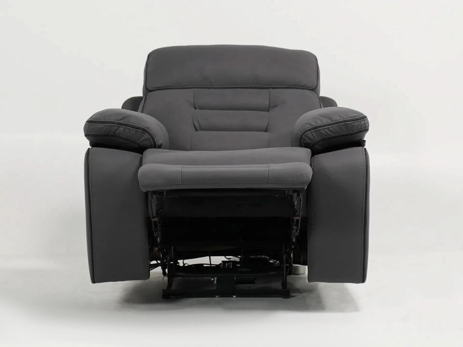 1 Seater Grey Fabric Electric Recliner Cinema Chair | Hi-Tech Armchair With Vibration Massage, Power Headrest, USB Charging & Storage | Tuscany | The Sofa Shop
