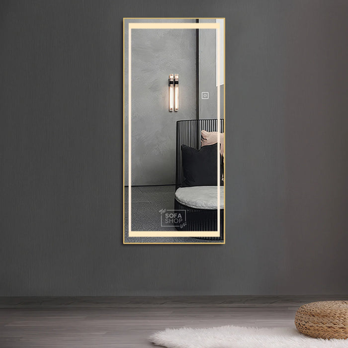 Rectangular Gold Mirror with Aluminum Alloy Frame - 70x180cm