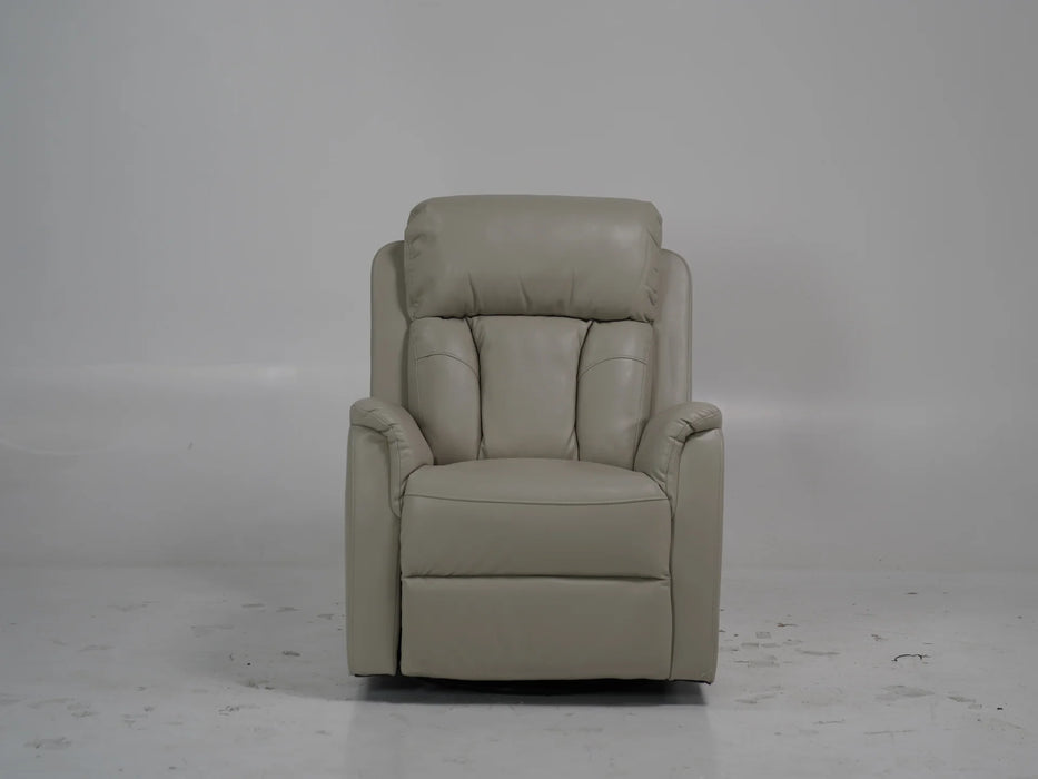 Cream Leather Reclining Rocker & Swivel Chair - 14