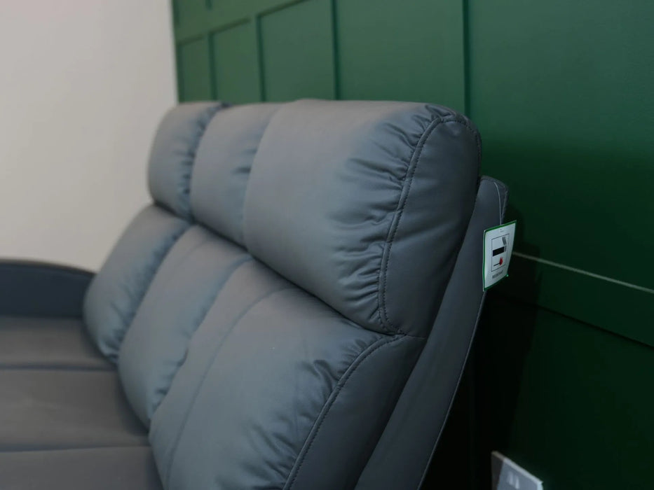3 Seater Recliner Sofa in Grey Faux Leather | Used Sofa with No Drop-Down Table | Parma | Ex Display Sofa 119