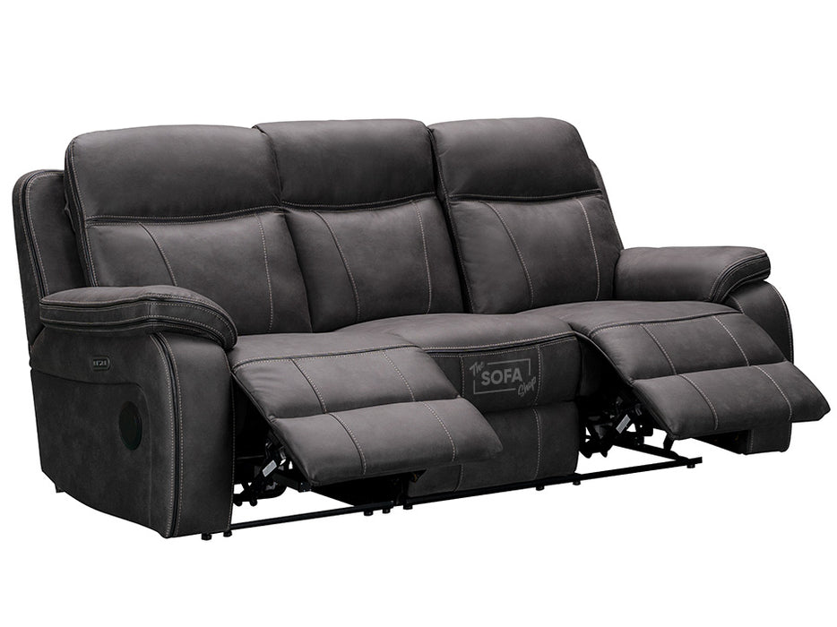 Vinson 3+2+1 Piece Electric Home Cinema Theatre Sofa Set | Fabric Couch Suite Package In Grey + Cupholders + Console + Power + Speakers | Sofa Shop