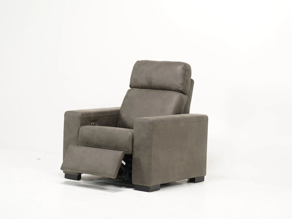 Electric Recliner Chair in Grey Leather|  Small Dot on Backrest | Palmero | Second Hand Sofas 32