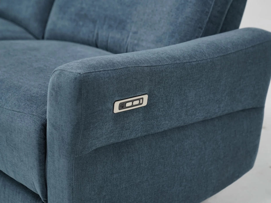 3+2 Recliner Fabric Sofa in Dark Turquoise | Fabric Couch with USB Ports & Fully Reclining Seats | Sample Sofas